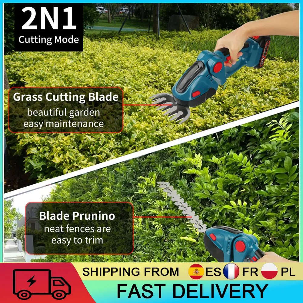 Taille-haie sans fil 2 en 1, taille-haie électrique sans balais, 20000 tr/min, taille-haie de jardin rechargeable pour batterie Makita 18/21V