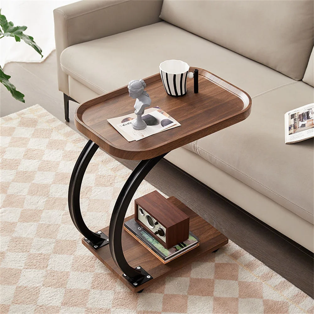 Coffee Table With Casters Movable Square Table Small Coffee Table Mini Sofa Side Table Balcony Corner Bedside Storage Rack