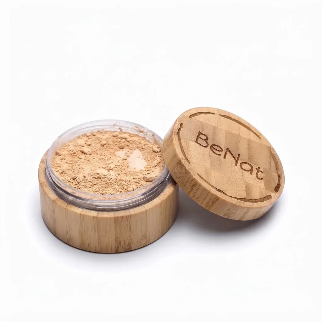 BeNat All-Natural Translucent Loose Setting Powder with Bamboo Jar & Puff – Vegan Oil-Control Finishing Powder Makeup, Soft-Matte Face Powder for All Skin Types
