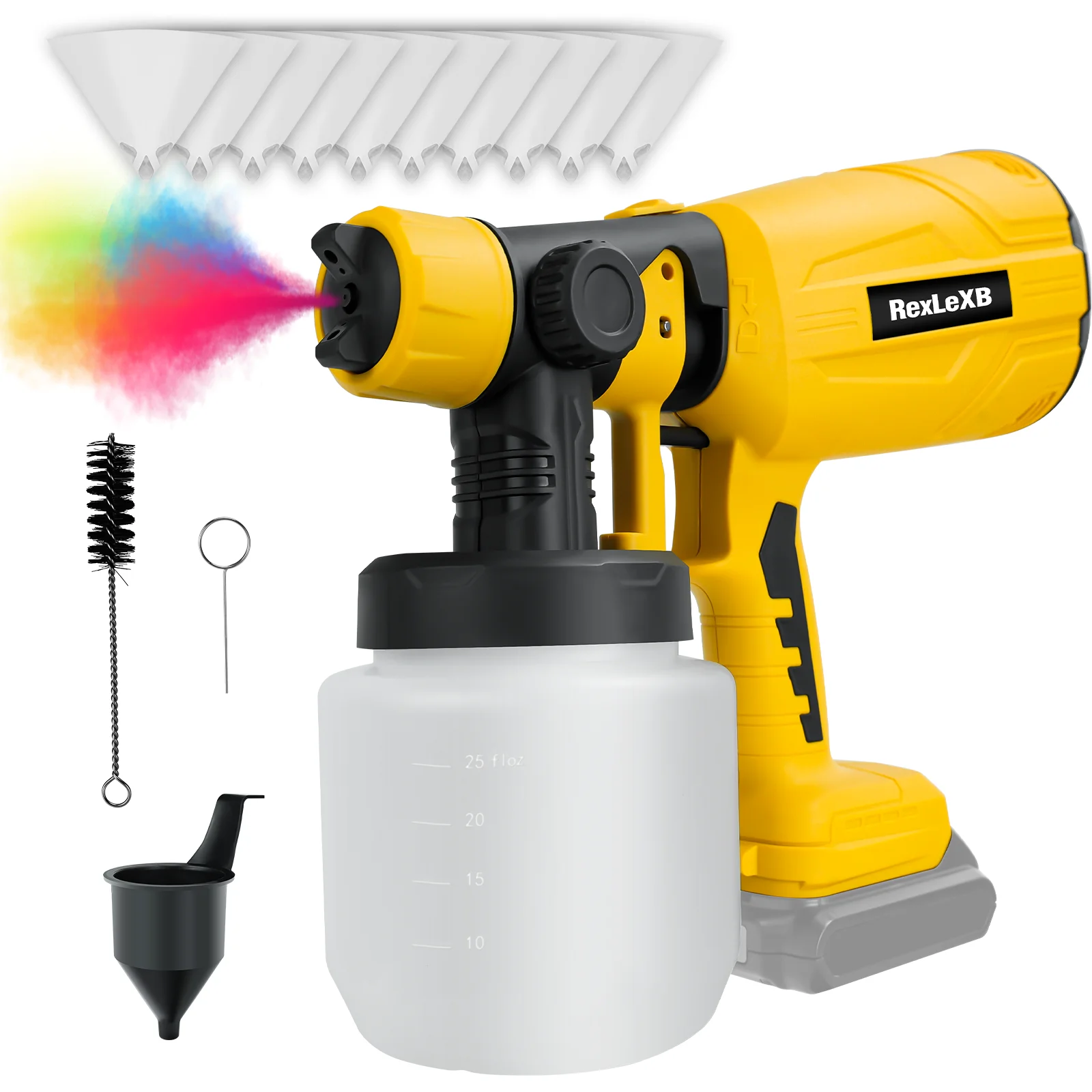 800ML Electric Spray Gun Cordless Paint Sprayer Auto Furniture Cabinets House Painting Easy to Clean for Dewalt 20V Battery Pin