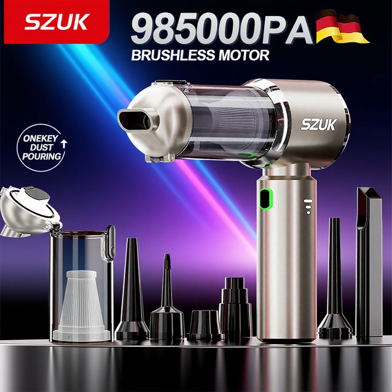 

SZUK Mini Car Vacuum Cleaner 985000Pa Powerful Portable Handheld Vacuum Cleaner Strong Suction Cleaning Machine Wireless Cleaner