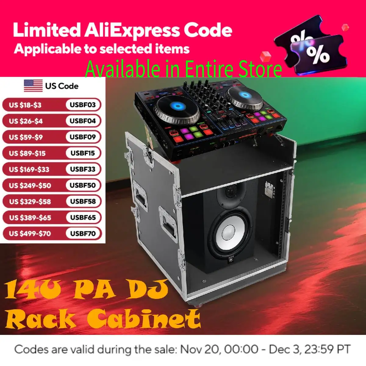 

14U PA DJ Rack Cabinet, Network & Stereo Rack with 4 Wheels for Studios, Home Theatres, Ktvs, and Wedding Parties,Pro Tour Grade