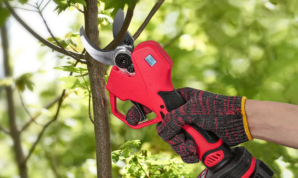 1000W 50mm Bürstenloser Akku-Astschneider für Obstbäume und Bonsai, Astschere, Elektrowerkzeug mit 2x 21V Akkus – Detail 9