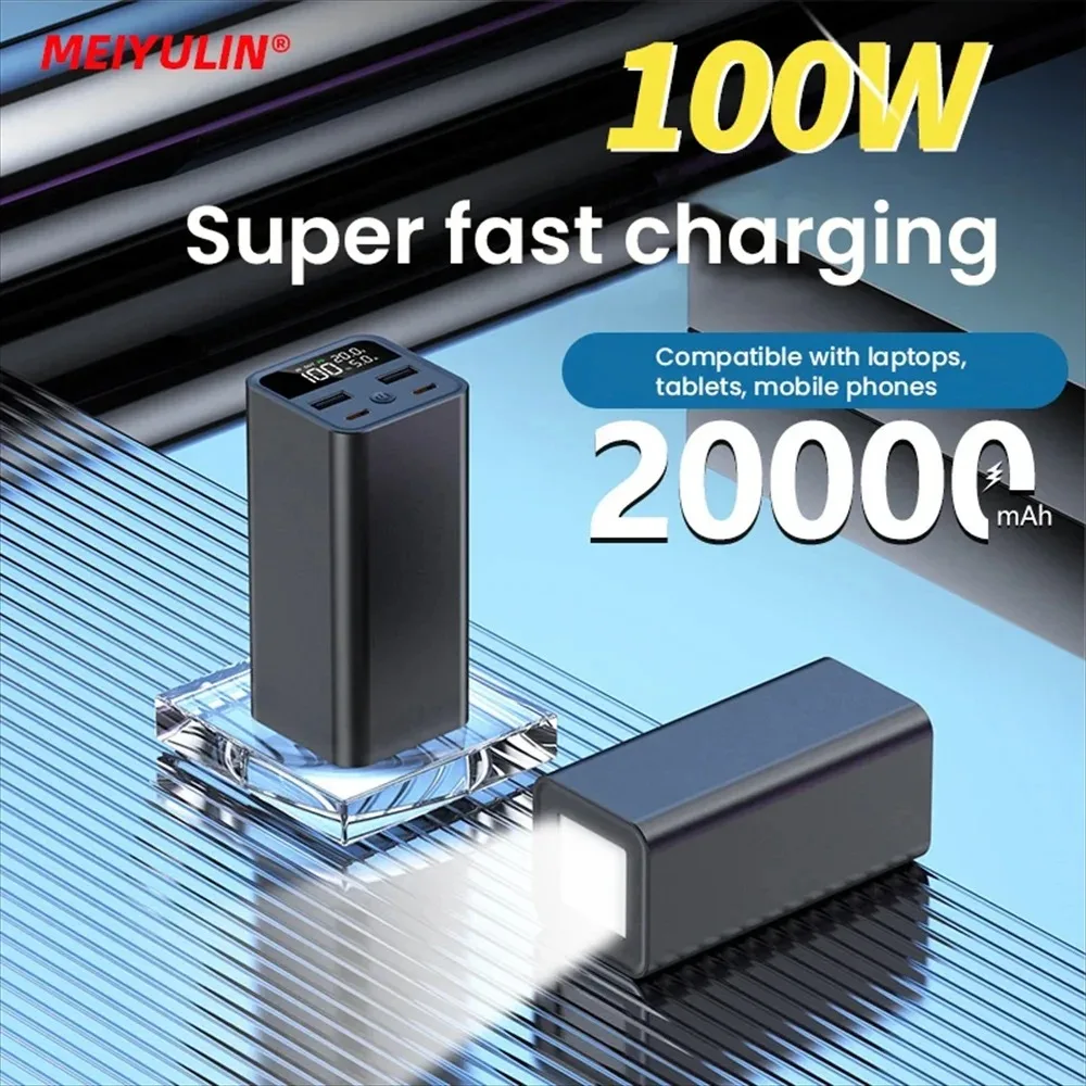 Portable 20000mAh 100W Power Bank Station For Laptop Mini Fast Charger Powerful External Spare Battery For iPhone Xiaomi Macbook