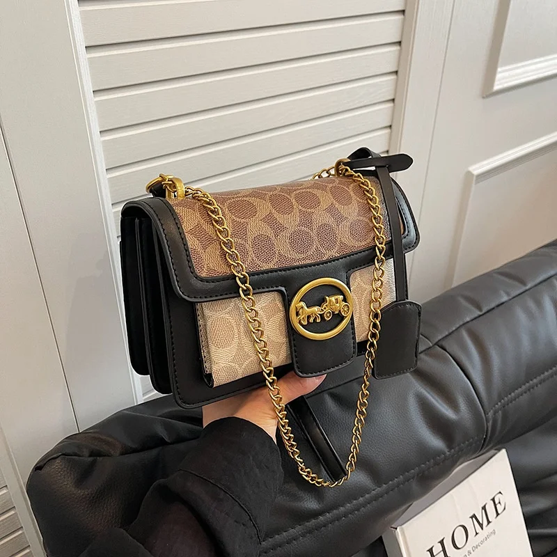 

Легкая роскошная женская сумка 2021, новая высококачественная цветная контрастная сумка на одно плечо, подмышки, дизайнерская модная сумка через плечо, маленькая квадрата