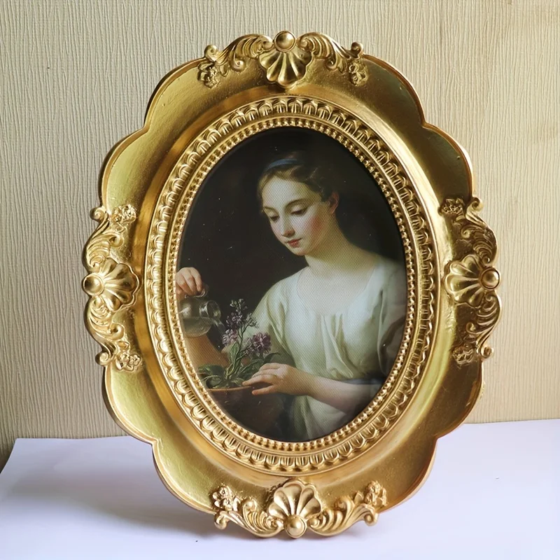 Oval Vintage Golden Photo Frame Tabletop/Wall Hanging Display Home Decor Gallery Decor Art Gift