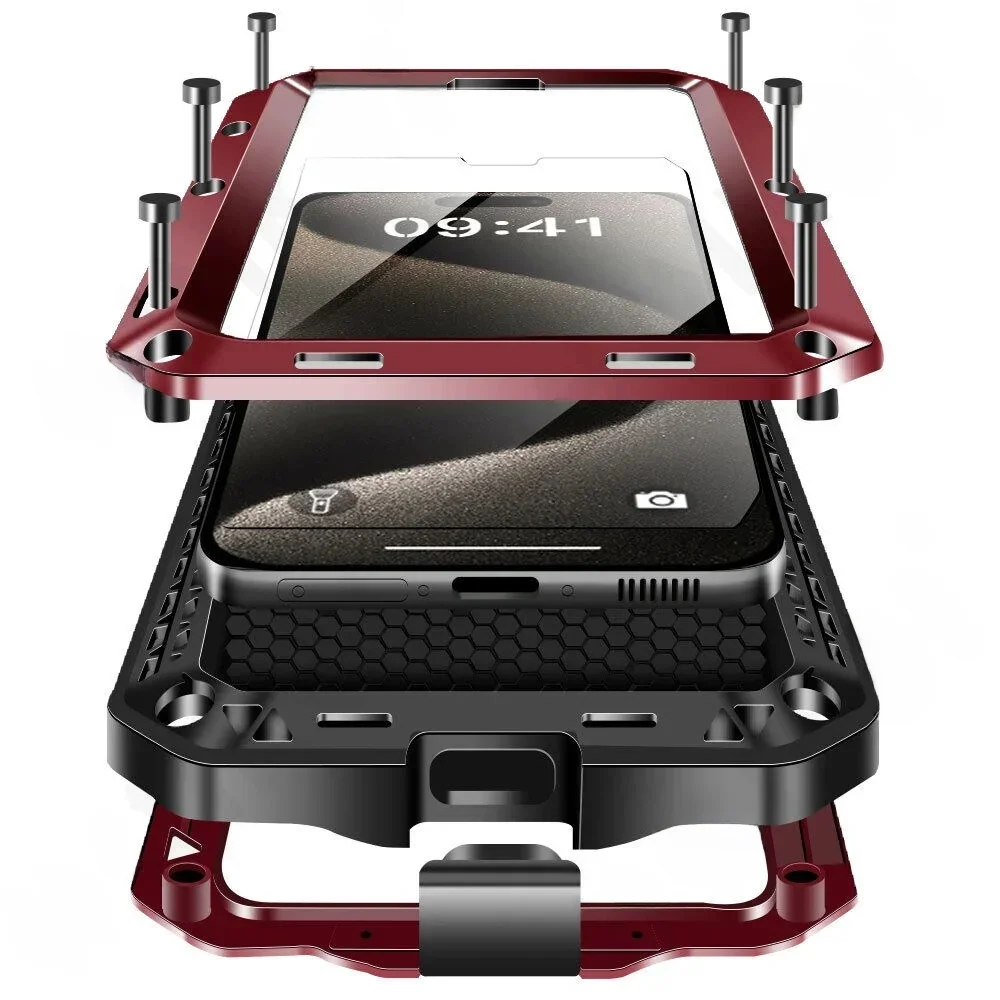 Etui na iPhone'a 16 15 14 13 12 11 Pro Max XS XR 8 7 Plus SE Metal Heavy Duty 360 Full Body Shockproof Armor Protective Cover — zdjęcie produktu 7