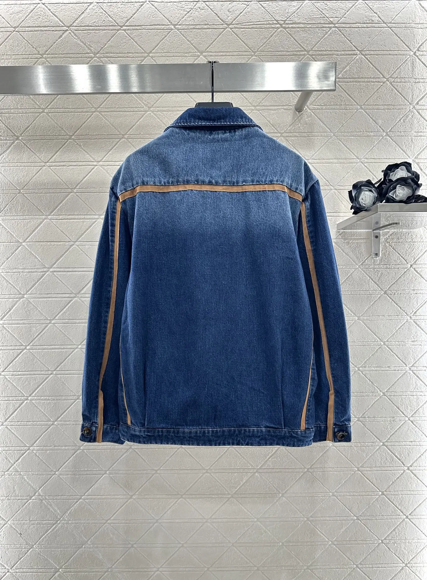 

Blue Denim Coat for Women, Brown Accent Design - Must - Have Fashion Piece for Any Season