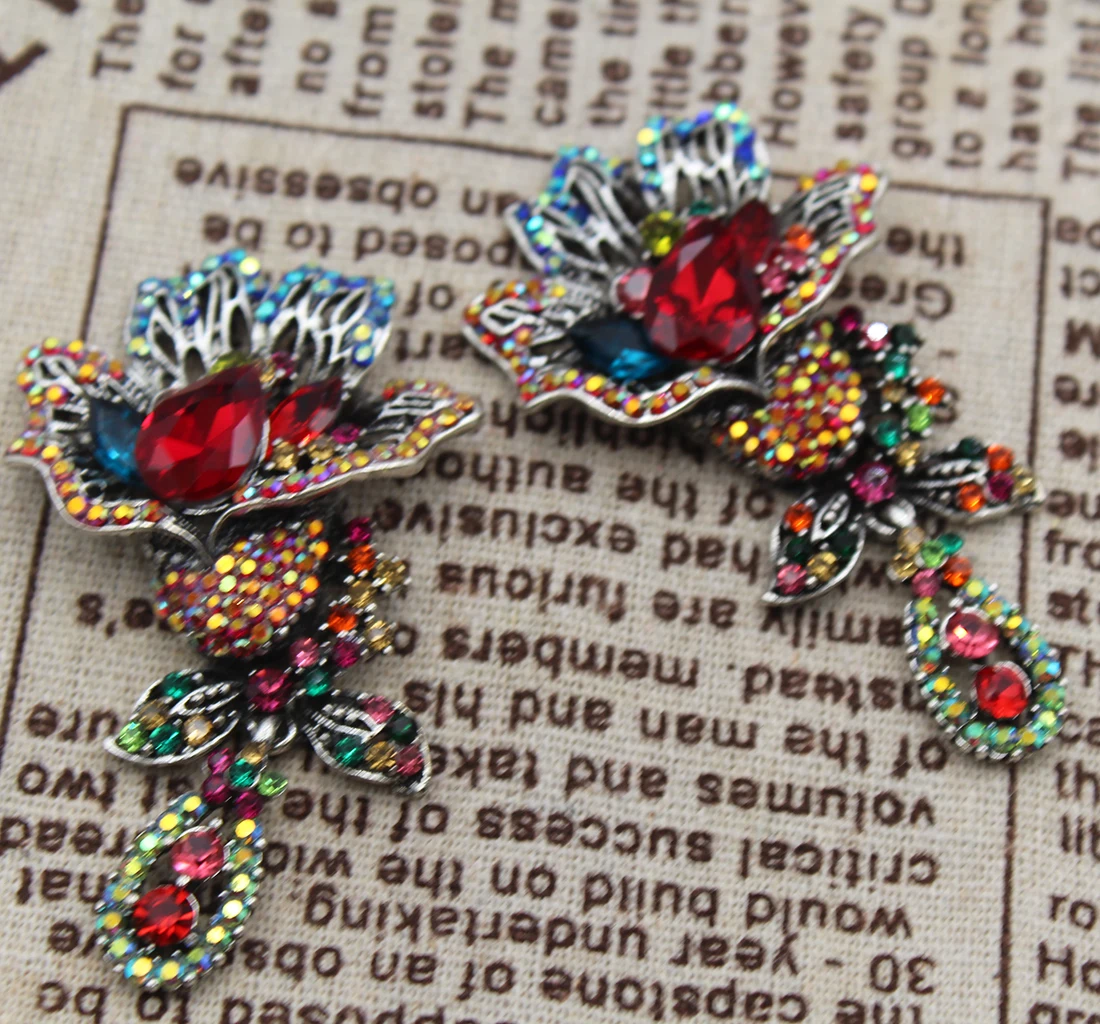 2 pieces of retro Baroque style rhinestone decals with hollowed out pendants, DIY handmade clothing accessories