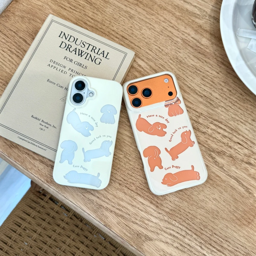 

Cute and simple hollow dachshund phone case, suitable for iPhone 14/15/16/17 ProMax, Fundans17Pro new shockproof protective case