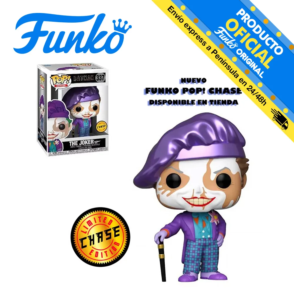 FKCHASE47709 Funko Pop! Heroes: Batman 1989 - Joker with Hat CHASE pop original original decorative toys