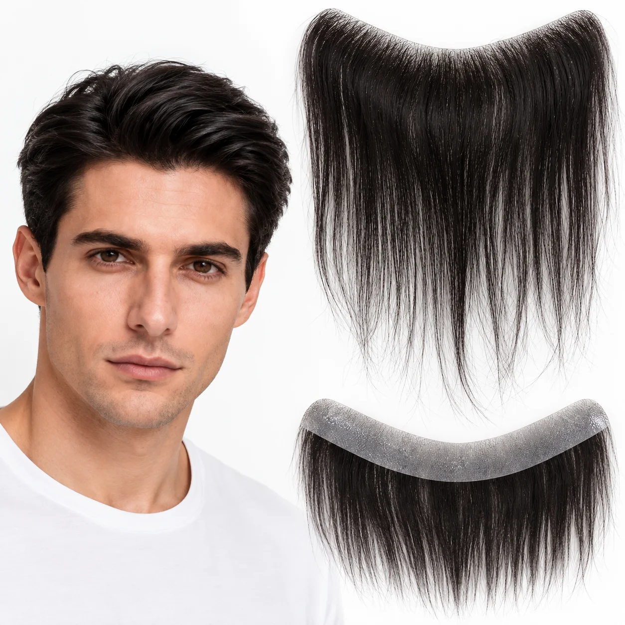 6 Inch Seamless Hairline Topper – Natural Looking Forehead Fringe & Hairline Enhancer, Invisible Edge Adhesive Hair Extension