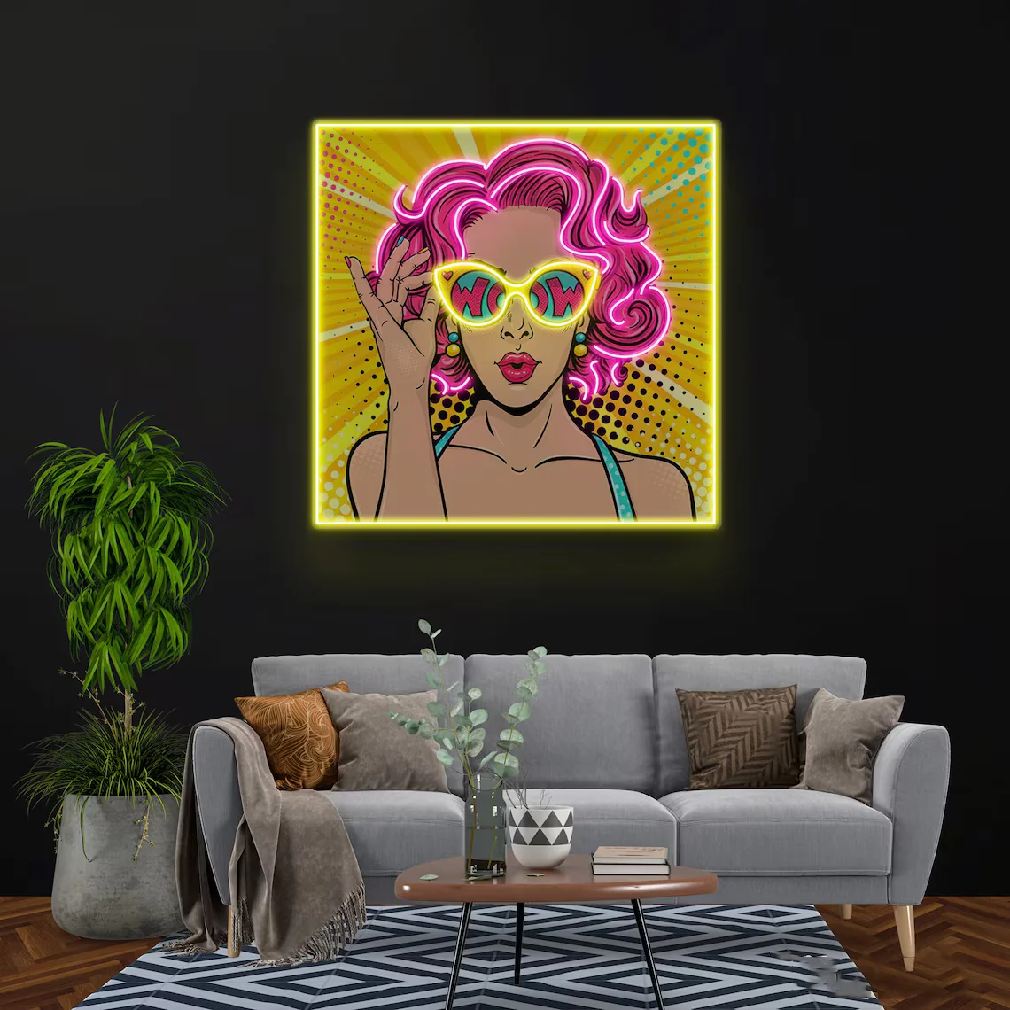 

Wow Lady Neon Sign Comic Pop Art Wall Decor Home Decor Woman Face Neon Sign Neon Acrylic Artwork