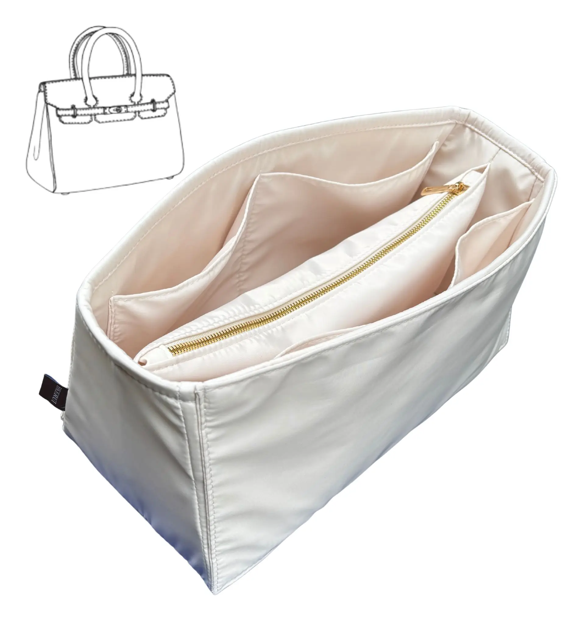 Purse Organizer Insert For H ermes B irkin 25/30/35 /40 Bag Organizer Insert Shaper Storage Premium nylon Handmade/20 Color