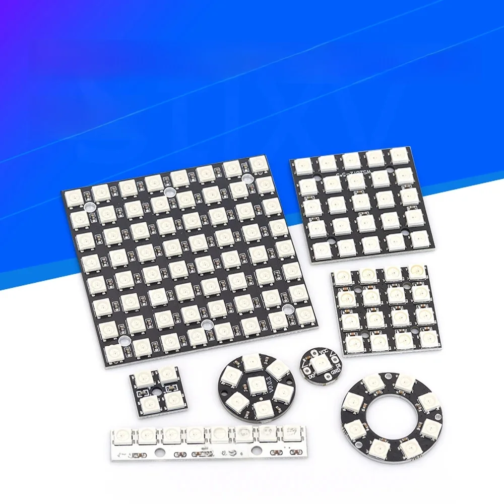 Lampe annulaire LED RVB avec pilotes intégrés pour Ardu37, lumière de lampe, bricolage, 5V, 1Bit, 3 Bit, 4 Bit, 7 Bit, 8Bit, 9 Bit, 12Bit, 16Bit, 24Bit, 32Bit, 64 Bits, WS2812, 5050