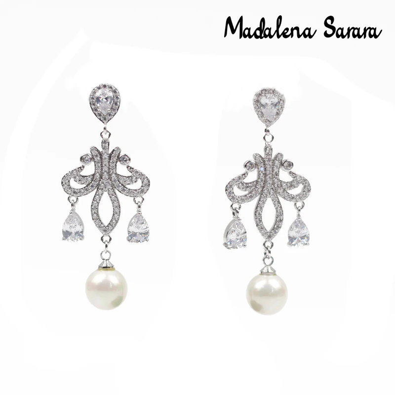 MADALENA SARARA Cubic Zirconia Fashion Dangle Vintage Style Women Earrings