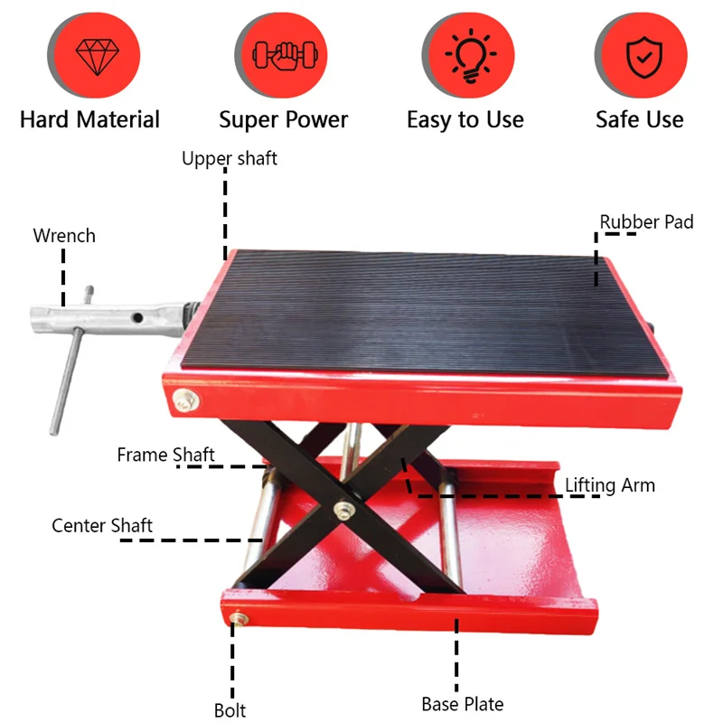 TKKEACE دراجة نارية رفع مقص جاك 85-340 مللي متر/3.35-13.39in ارتفاع قابل للتعديل طوي 500 كجم قدرة دراجة نارية جاك الوقوف #2