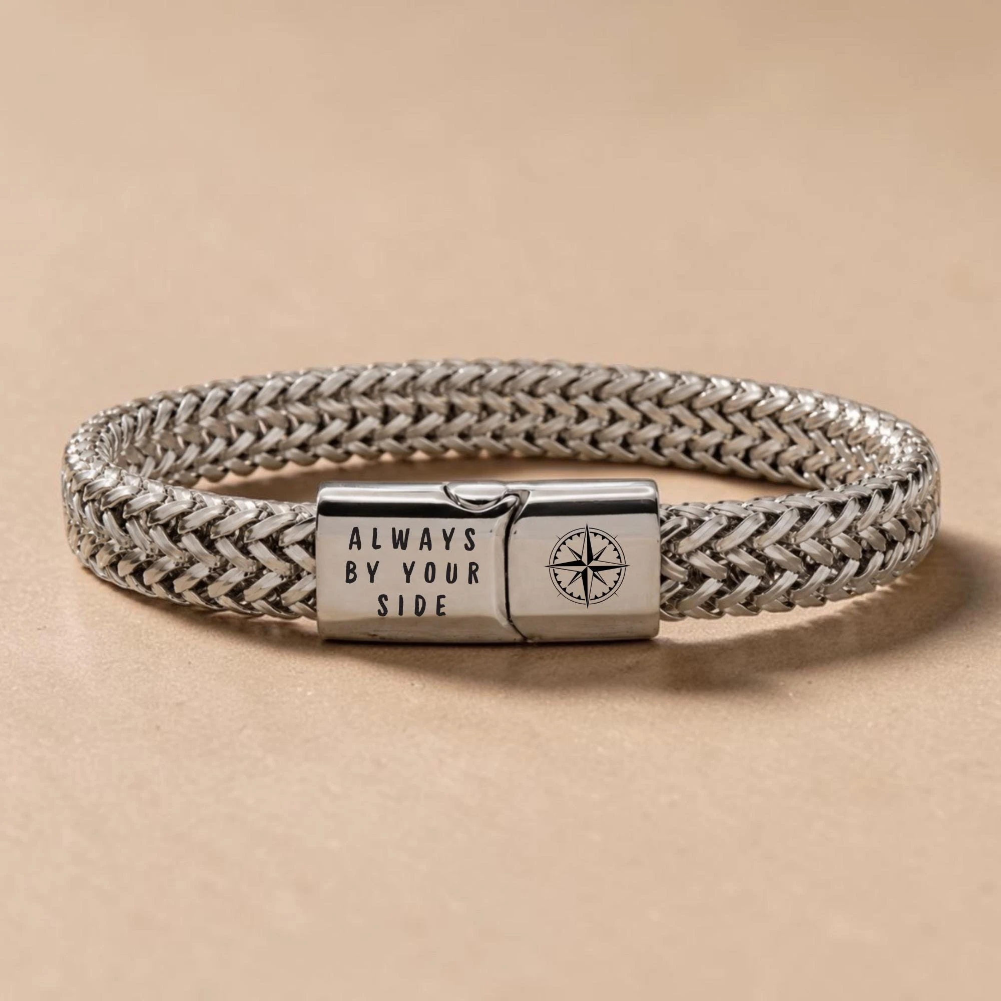 Personalized Engraved Name Bracelet Men Stainless Steel Braided Chain Clasp Custom Jewelry Father's Day Gift Dad Husband view 5