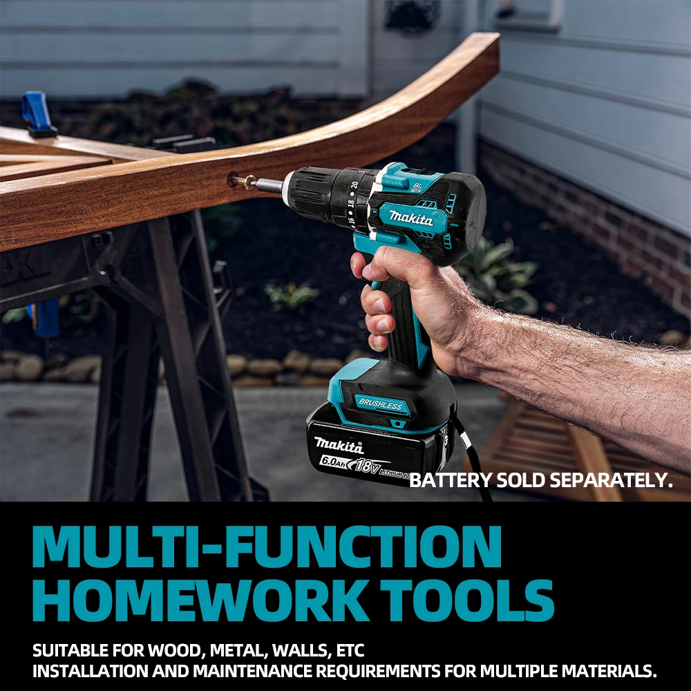 الأصلي ماكيتا DDF487 18 فولت سائق لاسلكي الحفر فرش الكهربائية تأثير مفك قابلة للشحن أداة السلطة الأصلي 18 فولت