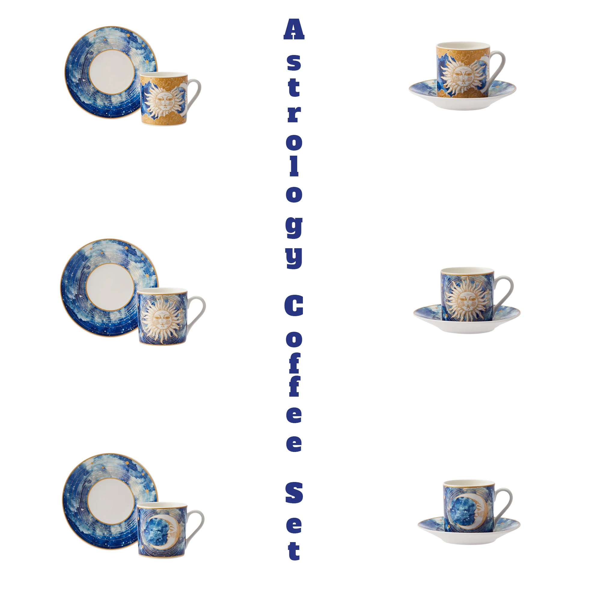 Imagem -04 - Astrology Porcelain Ware Coffee Caneca Sun And Moon Cup Space Lovers Conjunto de 80 ml