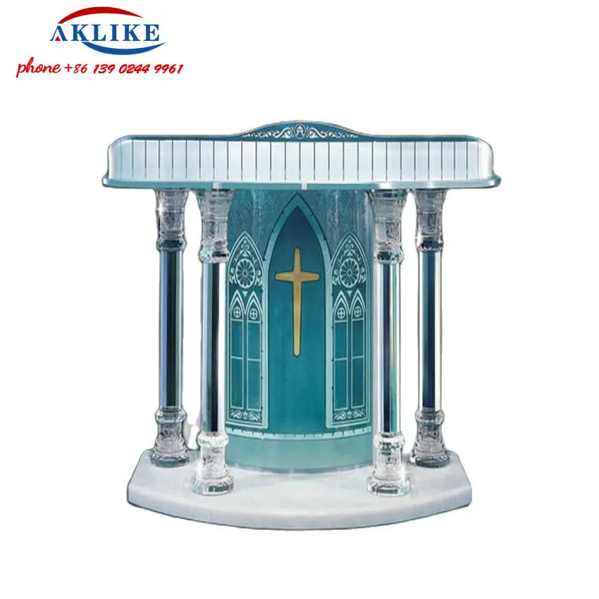 AKLIKE Pulpit Church Podium Hot Sales Acrylic Desk Lectern School Exhibition Platform Clear Crystal Solid Podium Free Shipping