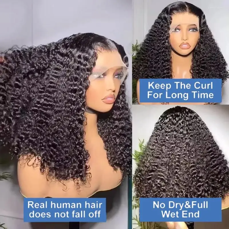 اللون الطبيعي 200% الكثافة 13x4 موجة عميقة الدانتيل الباروكة الأمامية خصلات الشعر المستعار الإنسان الشفاف ريمي الشعر البشري قصير بوب شعر مستعار للنساء