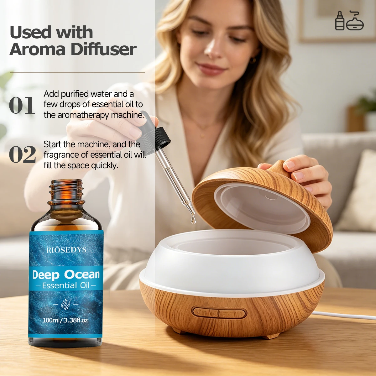 DEEP OCEAN Ätherisches Öl, Frisches Meeresduftöl für Diffusoren, Aromatherapie & DIY-Duftprodukte, Aroma von sauberem Ozean – Detail 5