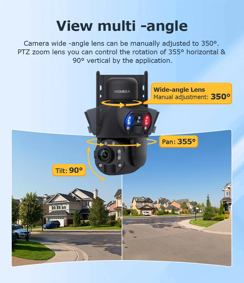 INQMEGA 6K 12MP 60X Zoom 4G Solar Camera Dual Lens Dual Screen Human Detect Auto Tracking Outdoor 20W Solar Panel WIFI CCTV ﻿ view 4