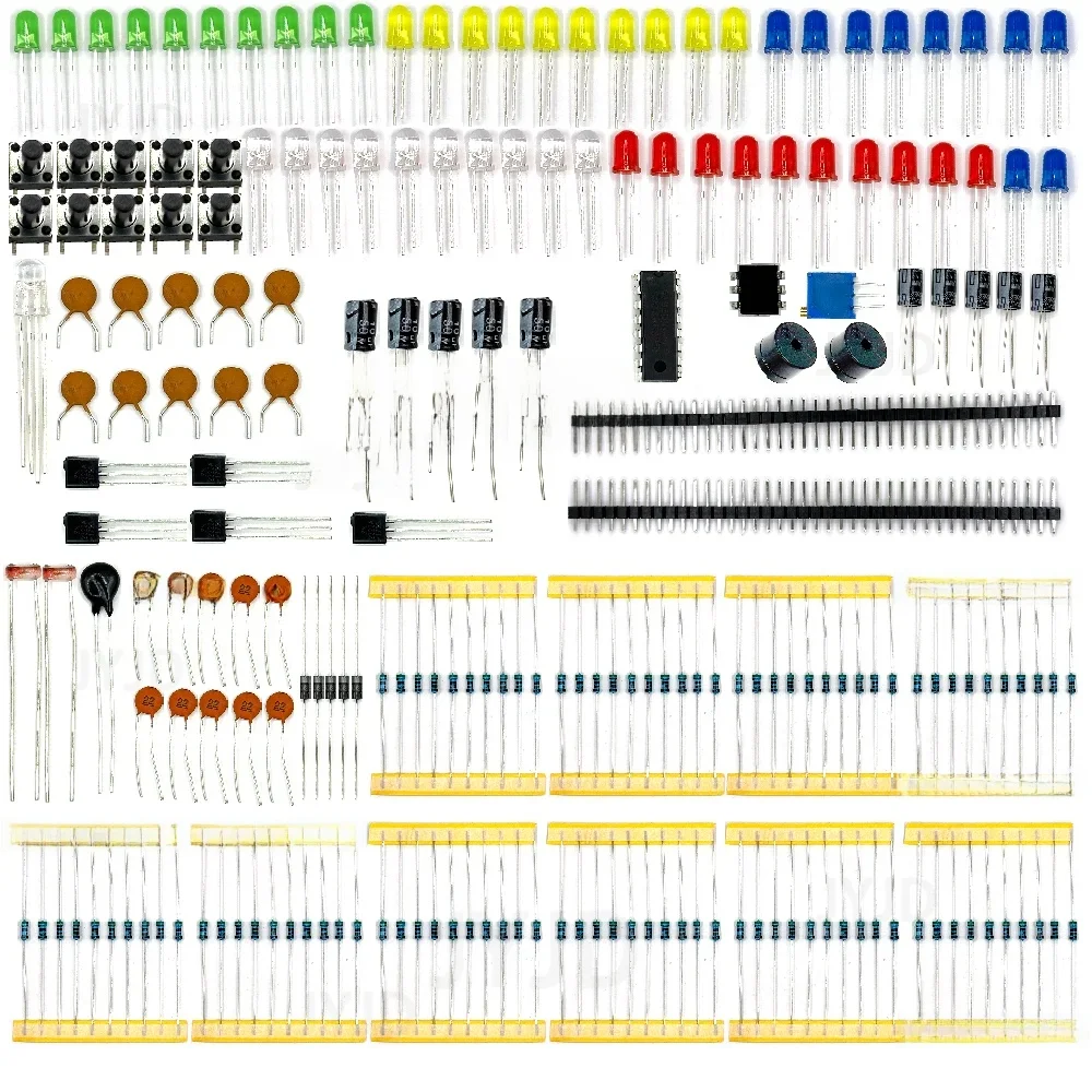 Kit de Démarrage de Base pour Ardu37UNO MEIncome 2560 Raspberry Pi, Nouveaux Composants Électroniques, avec Buzzer LED, Résistance, Puzzles