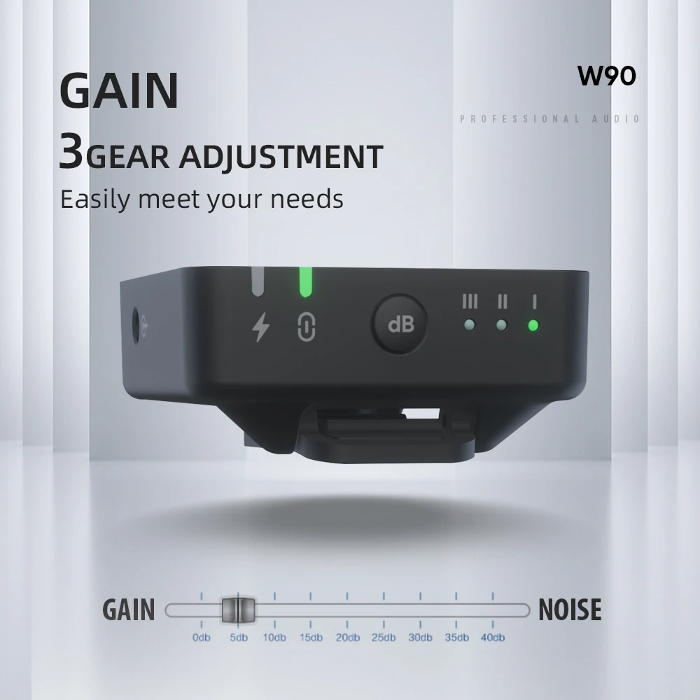 ديبرا-ميكروفون تسجيل لاسلكي ، W90 2.4G ، نطاق 80m ، الحد من الضوضاء 3 مستويات ، DSLR ، الهاتف الذكي ، البث المباشر ، تصوير الفيديو