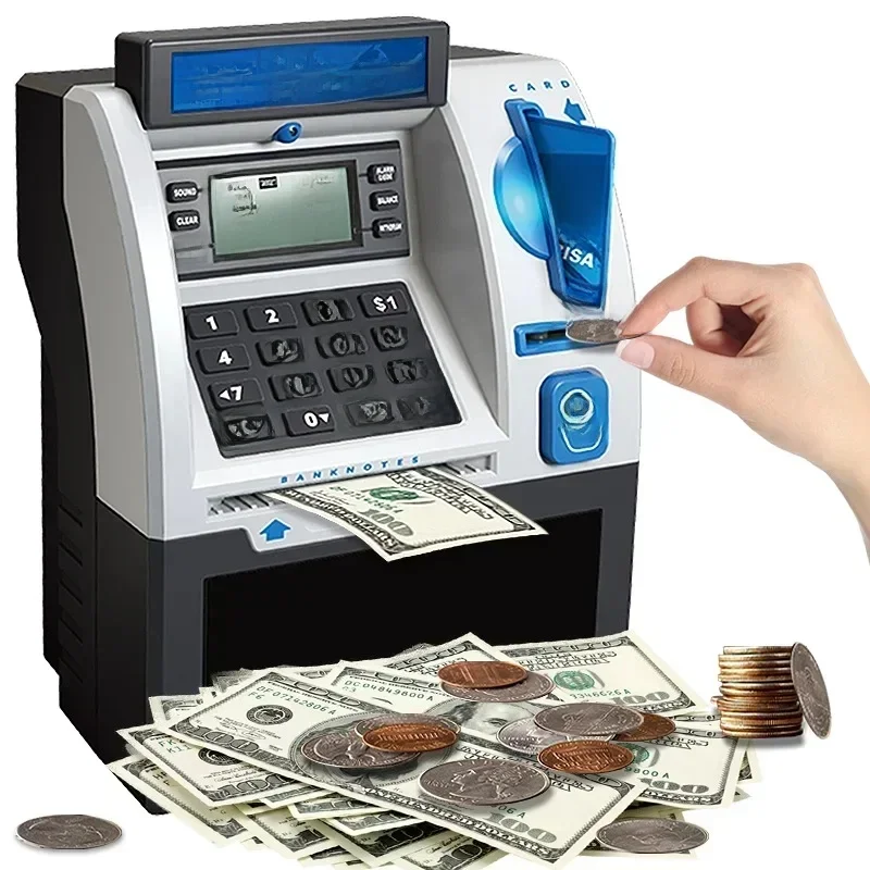 Kinderen ATM Automatische aanbetaling Teller Machine Speelgoed Slim wachtwoord Swipe Card Saving Box Elektronische spaarpot voor kinderen Kerstcadeau - afbeelding 2