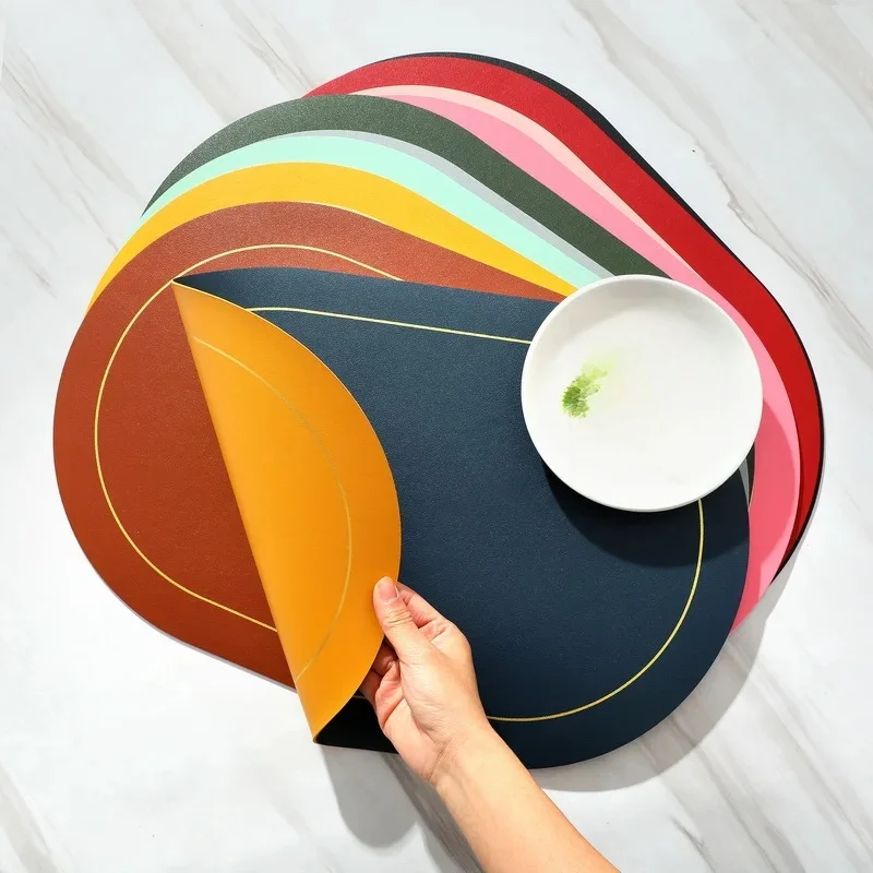 Napperons en cuir Double face 2 couleurs tapis antidérapants vaisselle isolation thermique résistant à l'huile épaississement napperons de Table ovales