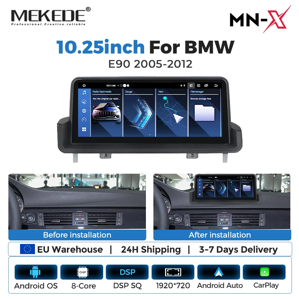 MEKEDE 8-Kern Android 15 Für BMW 3er Serie E90 E91 E92 E93 2005-2012 Auto-Radio Multimedia-Player Kabelloses CarPlay Auto All-in-One