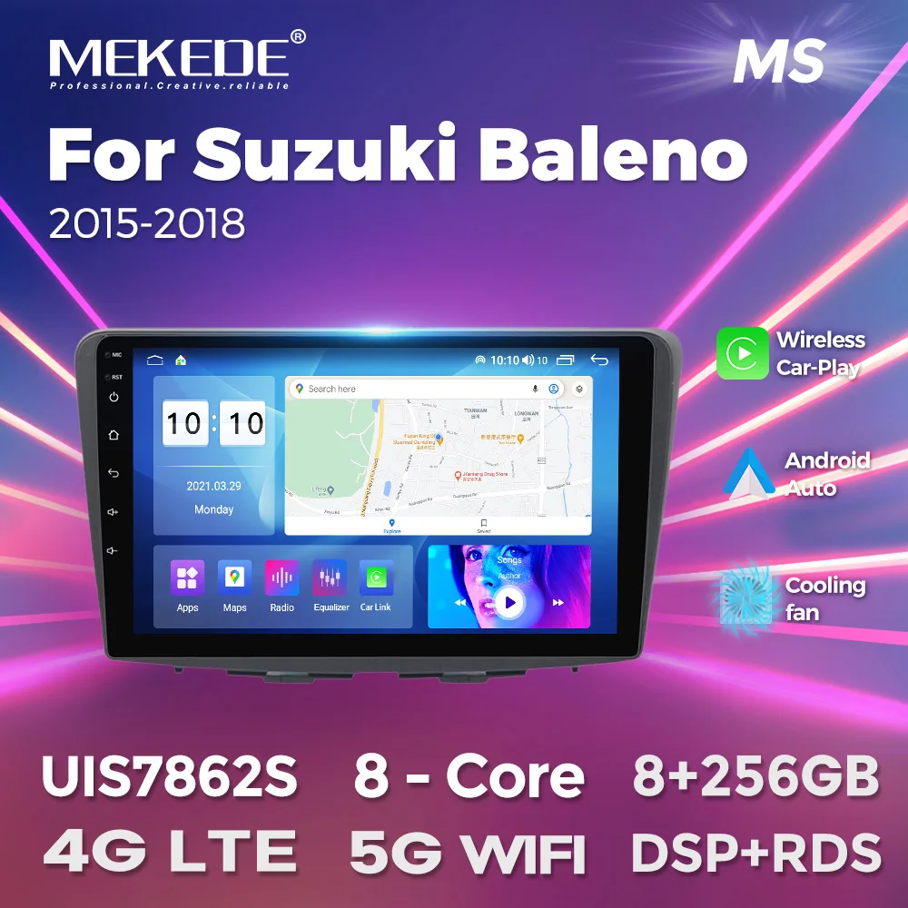 

MEKEDE 2din Carplay Auto IPS Screen Car Radio Multimedia Video Player 8+256G for Suzuki Baleno 2015-2018 GPS Navi 5G BT Dual fan