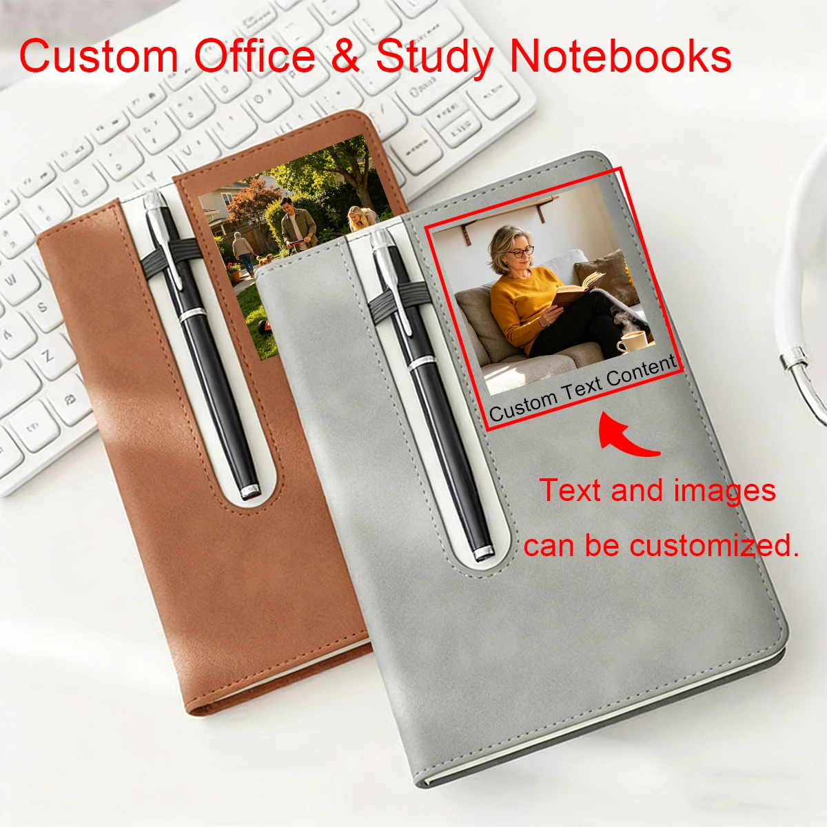 1pc Custom A5 Notebook Leather Notebook with Pen and Pen Holder Loop, Suitable Journal for Work, Diary and Business, Hardcover N
