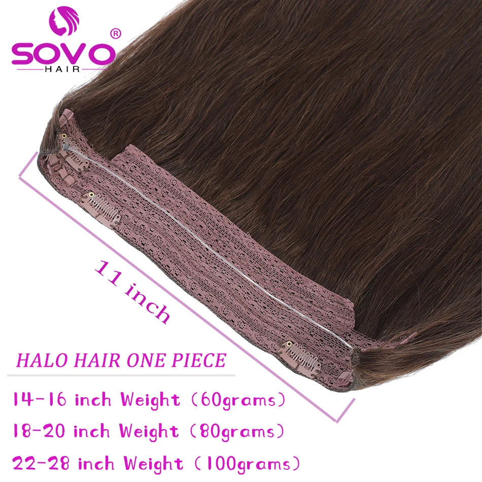 Halo Hair Extensions 100% Human Hair 14-28 Inch Hidden Wire Clip In Hair Ombre Brown Color Human Remy Fish Line Hair Extension