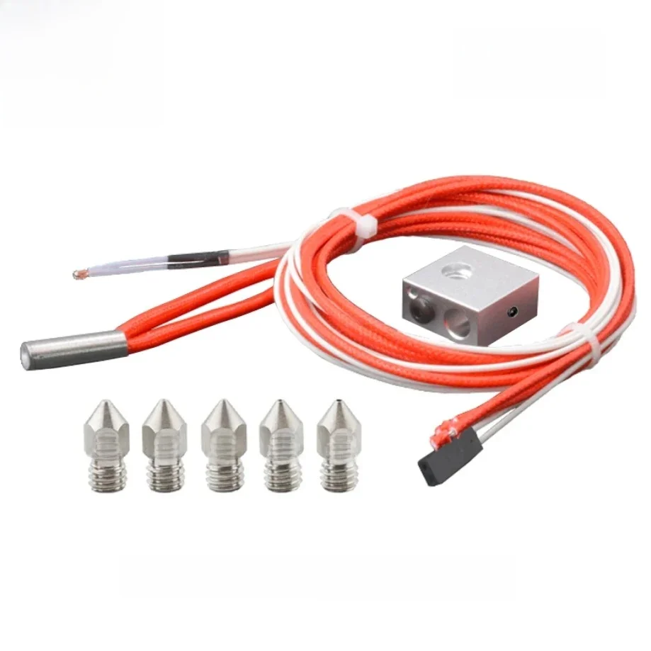 Drukarka 3D MK8 Hot End Aluminiowy podgrzewany blok z termistorowym zestawem dysz grzejników ceramicznych do żarnika 1,75 mm 12 V/24 V — zdjęcie produktu 6