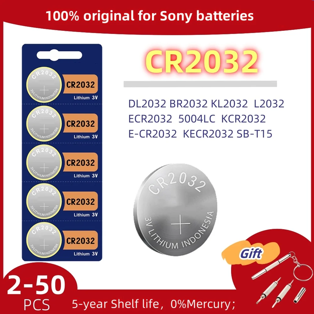 Originale per SONY 220mAh CR2032 DL2032 ECR2032 batteria al litio per orologio calcolatrice giocattolo chiave auto pulsante telecomando celle a