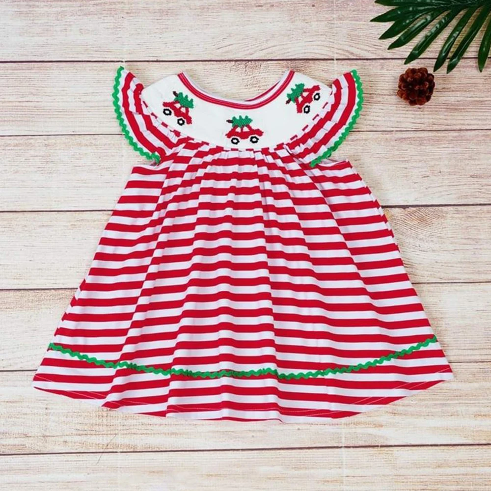 

Baby Girl Clothes Smock Dress Christmas Color Scheme Fashion Outfits For 1-8T Summer Children's Birthday Boutique Festival Wear