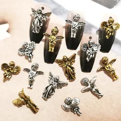 10pcs Baroque Angel Nail Art Charms 3D Retro Gold/Silver Jesus Angel Baby Nial Decoration DIY Baroque Design Nail Accessories