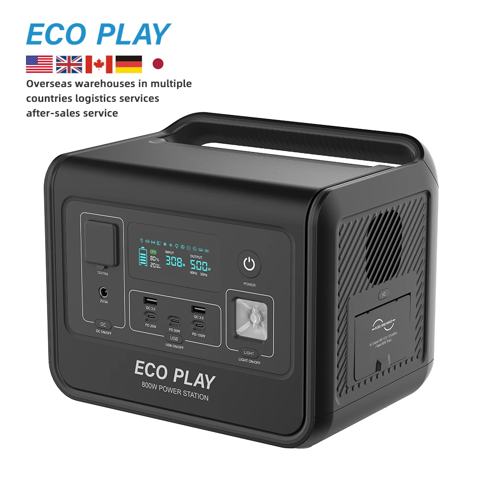 

Портативный источник питания Eco Play, EP800 512 Втч, аккумулятор LiFeP04 с выходами переменного тока 800 Вт (1600 Вт для кемпинга на открытом воздухе, дома на колесах