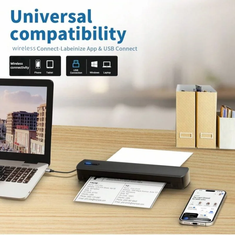 Stampante termica portatile A4, stampante per tatuaggi, batteria ricaricabile da 1500 mAh, connettività wireless e connettività APP.