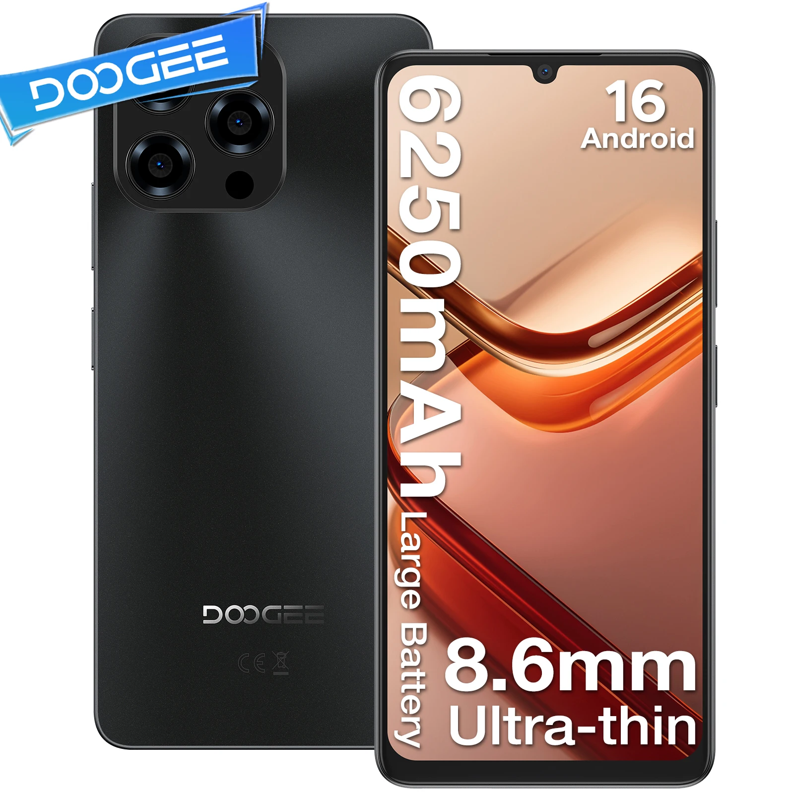 DOOGEE Note 58 Smartphone 6.75" HD+ 90Hz IPS Screen 32GB（8+24）RAM+128GB ROM  6250mAh Large battery NFC Android 15 Smartphone