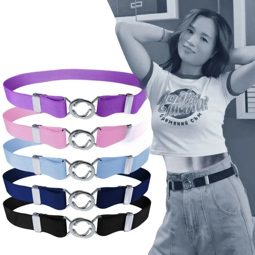 Ceinture extensible élastique réglable pour femmes avec boucle en métal ceinture Web large de 1 pouce ceintures de taille pour pantalons en jean robe ceintures décontractées
