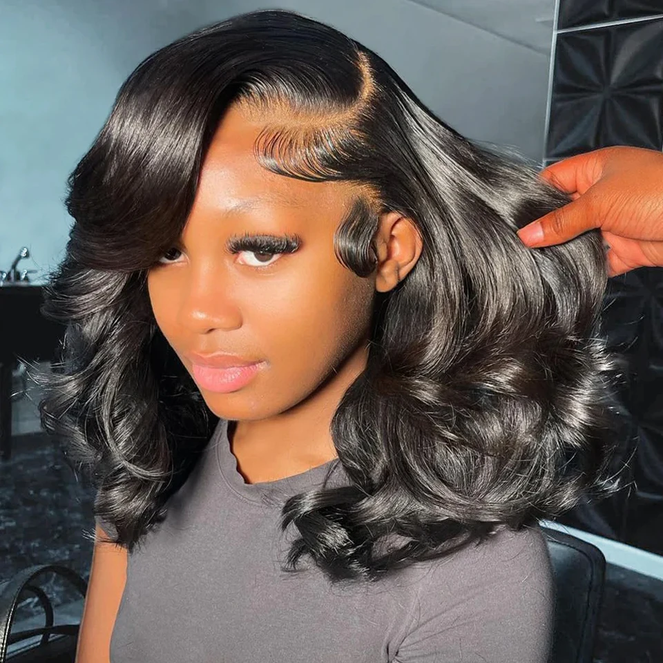 

13x4 Short Bob Lace Frontal Wig Body Wave 100% Human Hair Wigs Brazilian Remy Hair 4x4 Lace Closure Wig Loose Wave For Women