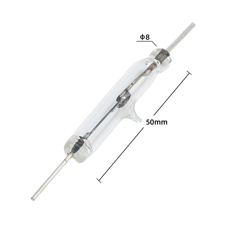 10PCS XGH-8 XURUI Reed Switch, Magnetic Round-lead Reed Switch, 8×50mm Normally Open Induction Switch Contact, For Arduino