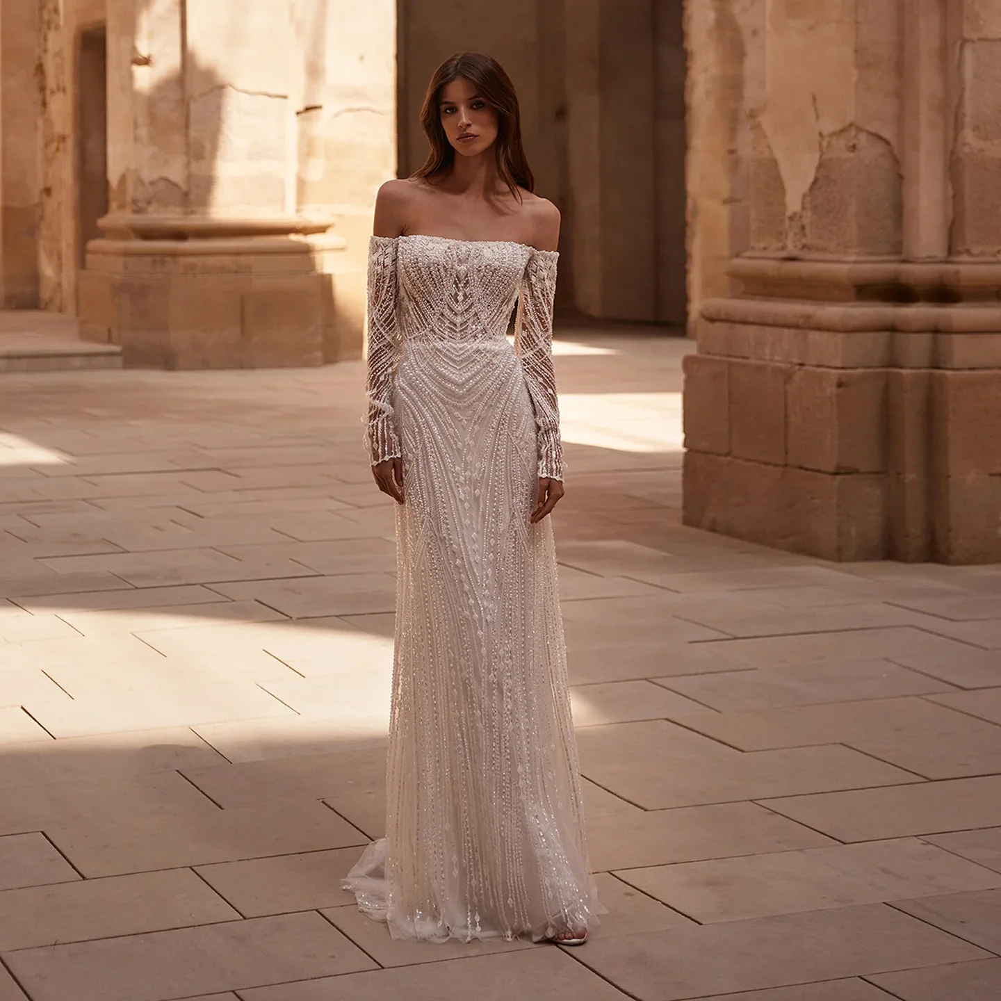 

Sharon Said 2025 Glitter Tulle Strapless Off White Wedding Dress With Detachable Overskirt Pearl Bride Gowns SW451 Customized