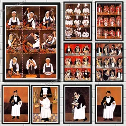 Funny Guy Buffet Making The Perfect Martini Poster Print Canvas Painting Abstract Chef Cooker Wall Art Kitchen Room Home Decor