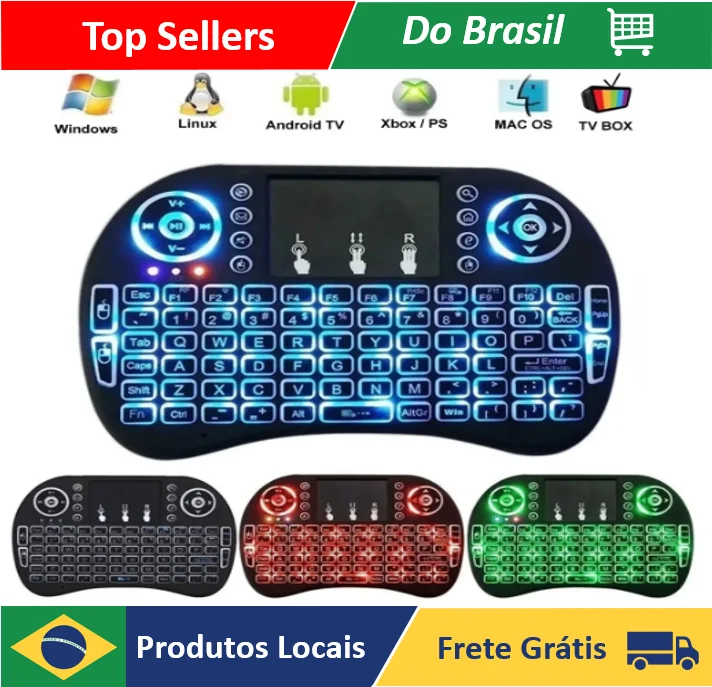 Mini Teclado Iluminado Controle Sem Fio P Smart Tv Box