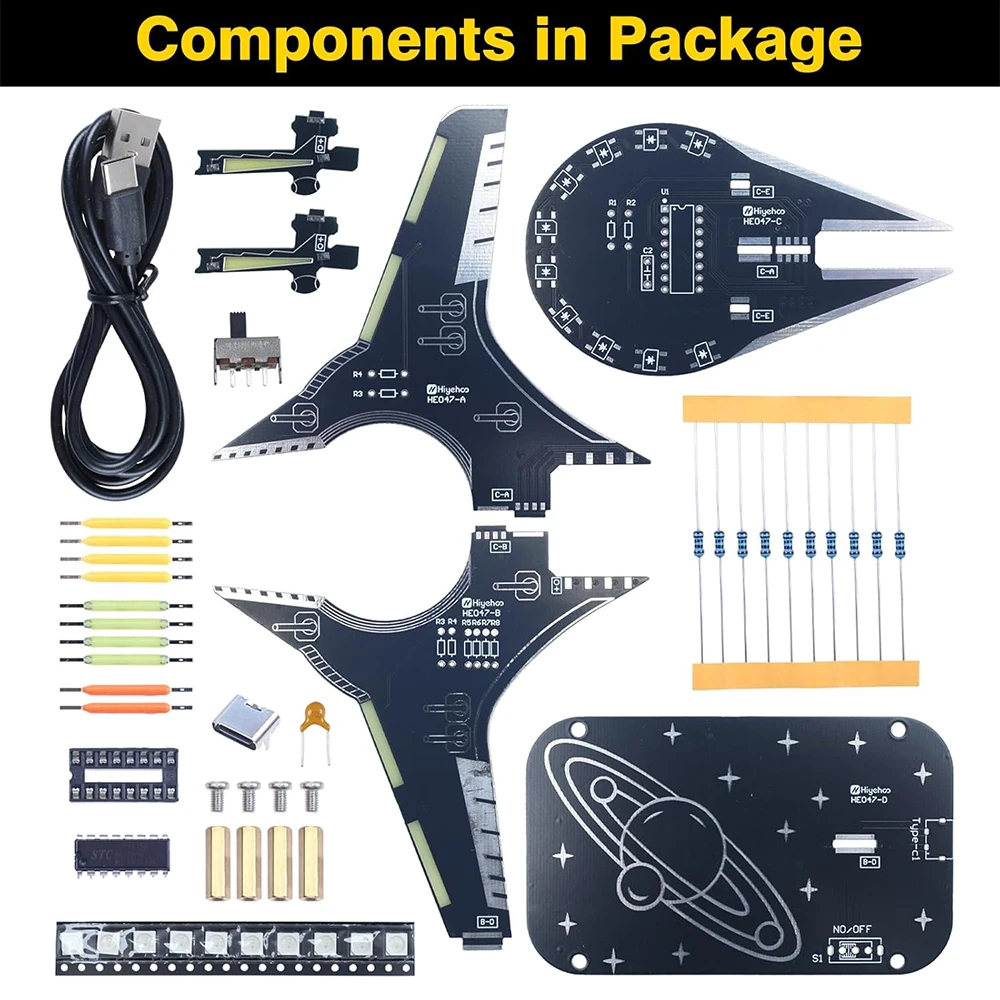 DIY مجموعة سفينة الفضاء الإلكترونية الخيال العلمي المركبة الفضائية LED ضوء لحام مشروع ممارسة عدة لتعليم الجذعية مدرسة طالب التعلم #2